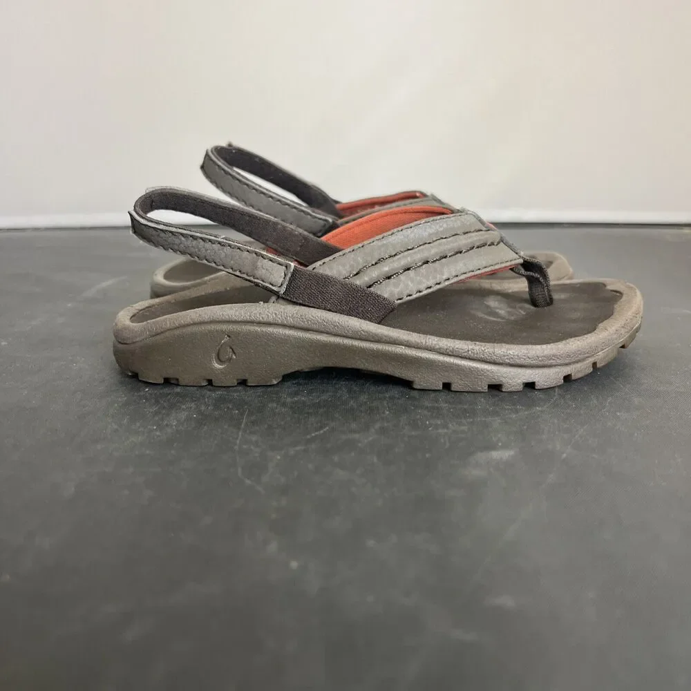 Olukai Hokua Toddler 9/10 Flip Flop Sandals Brown Heel Strap Sandals Boys Chrty